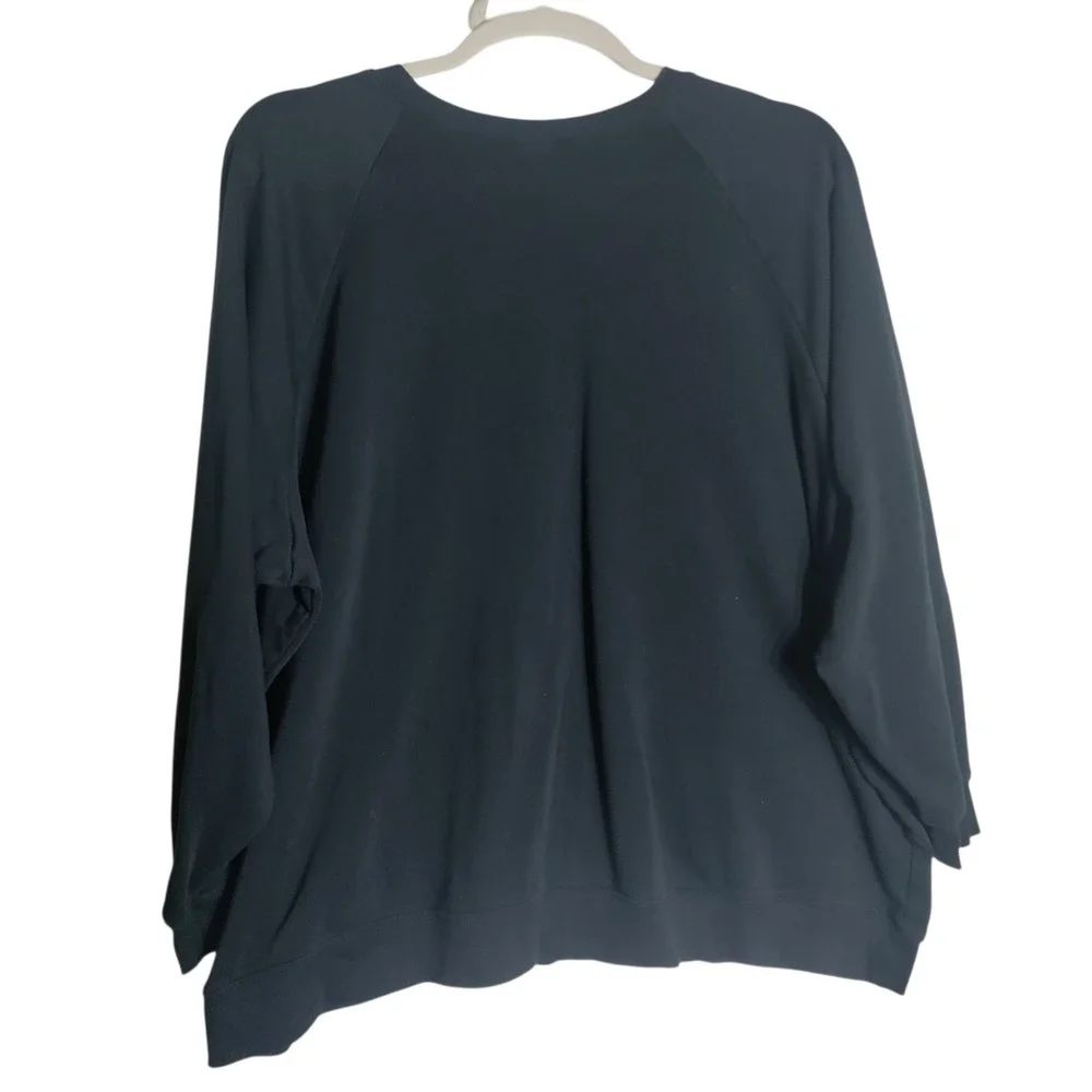 Torrid‎ Womens Plus Size 5 Black Sequin Bow Raglan Fleece Sweatshirt Pullover